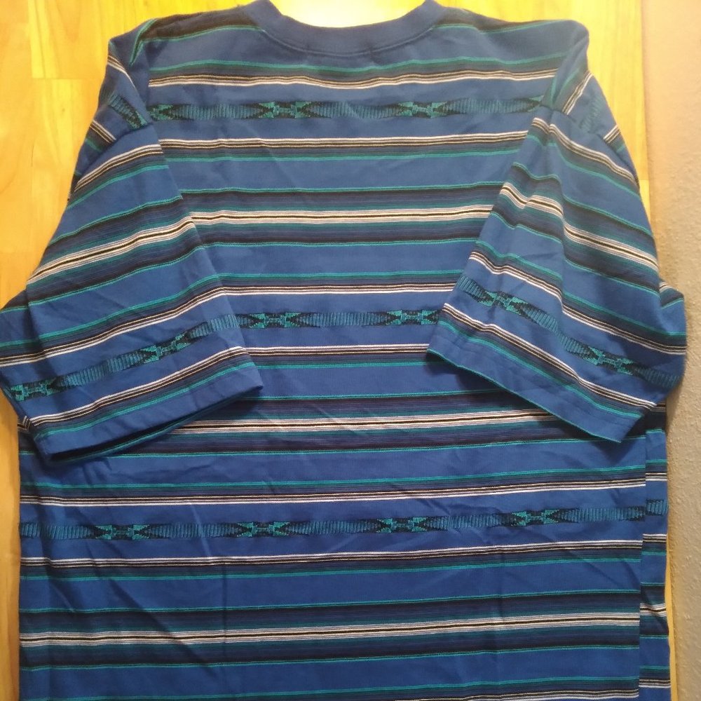 Vintage 90s McIntosh & Seymour Striped Aztec Pattern T-Shirt - Picture 6 of 7